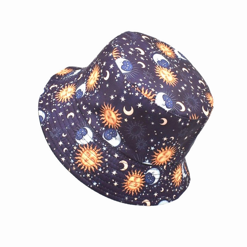 Wholesale Polyester Starry Sky Moon Sun Pattern Bucket Hat
