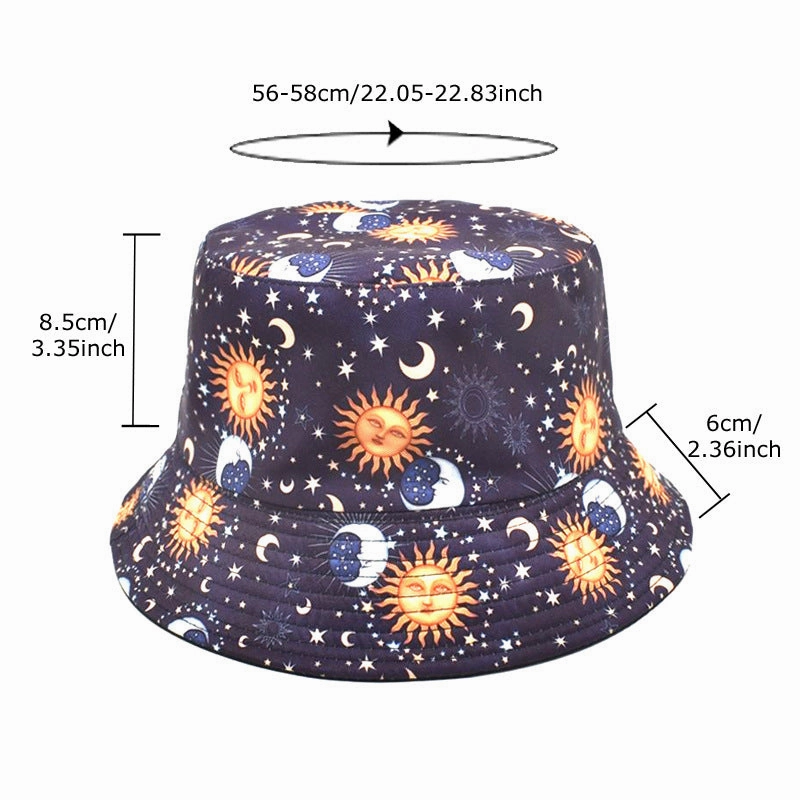 Wholesale Polyester Starry Sky Moon Sun Pattern Bucket Hat