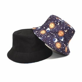 Wholesale Polyester Starry Sky Moon Sun Pattern Bucket Hat
