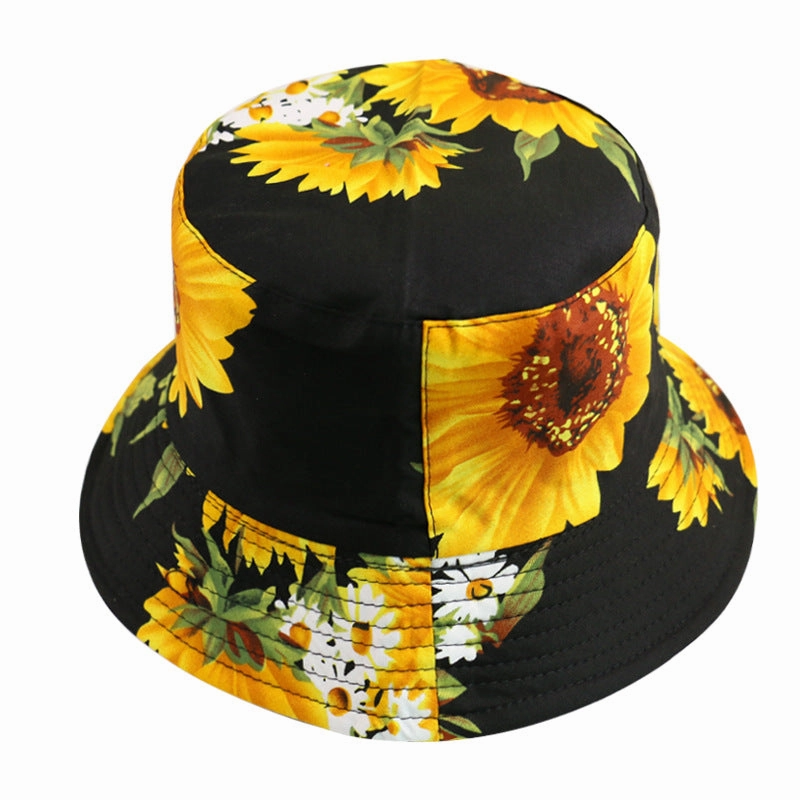 Wholesale Polyester Sunflower Print Reversible Bucket Hat