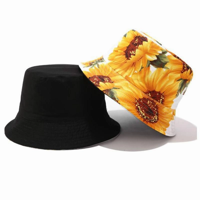 Wholesale Polyester Sunflower Reversible Bucket Hat