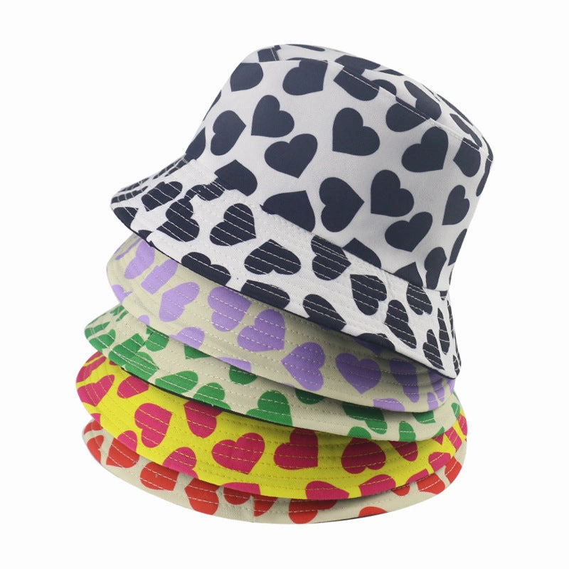 Wholesale Polyester Sunshade Sunscreen Love Print Bucket Hat