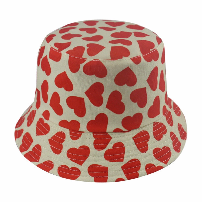 Wholesale Polyester Sunshade Sunscreen Love Print Bucket Hat