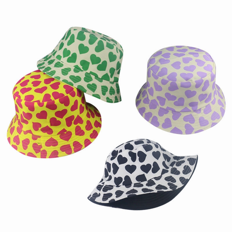 Wholesale Polyester Sunshade Sunscreen Love Print Bucket Hat