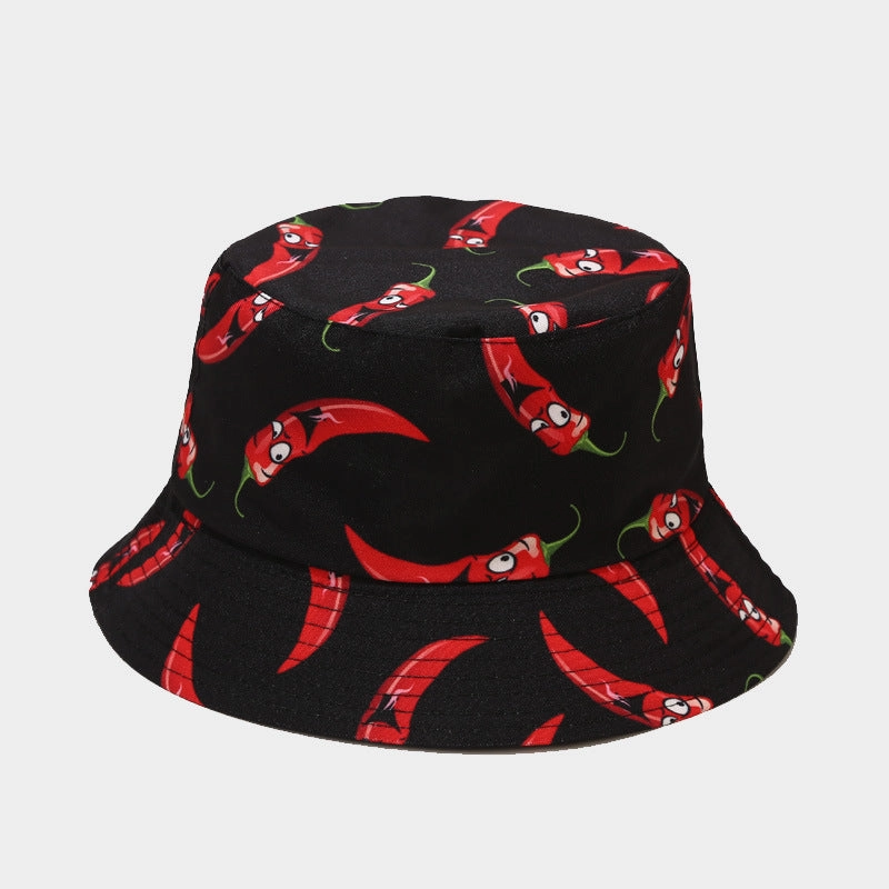 Wholesale Polyester Vegetable Print Reversible Bucket Hat