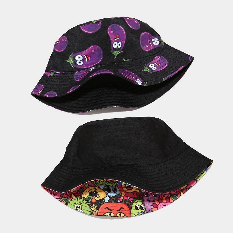 Wholesale Polyester Vegetable Print Reversible Bucket Hat