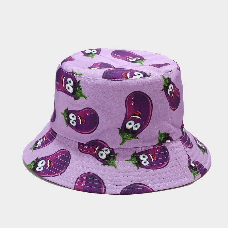 Wholesale Polyester Vegetable Print Reversible Bucket Hat