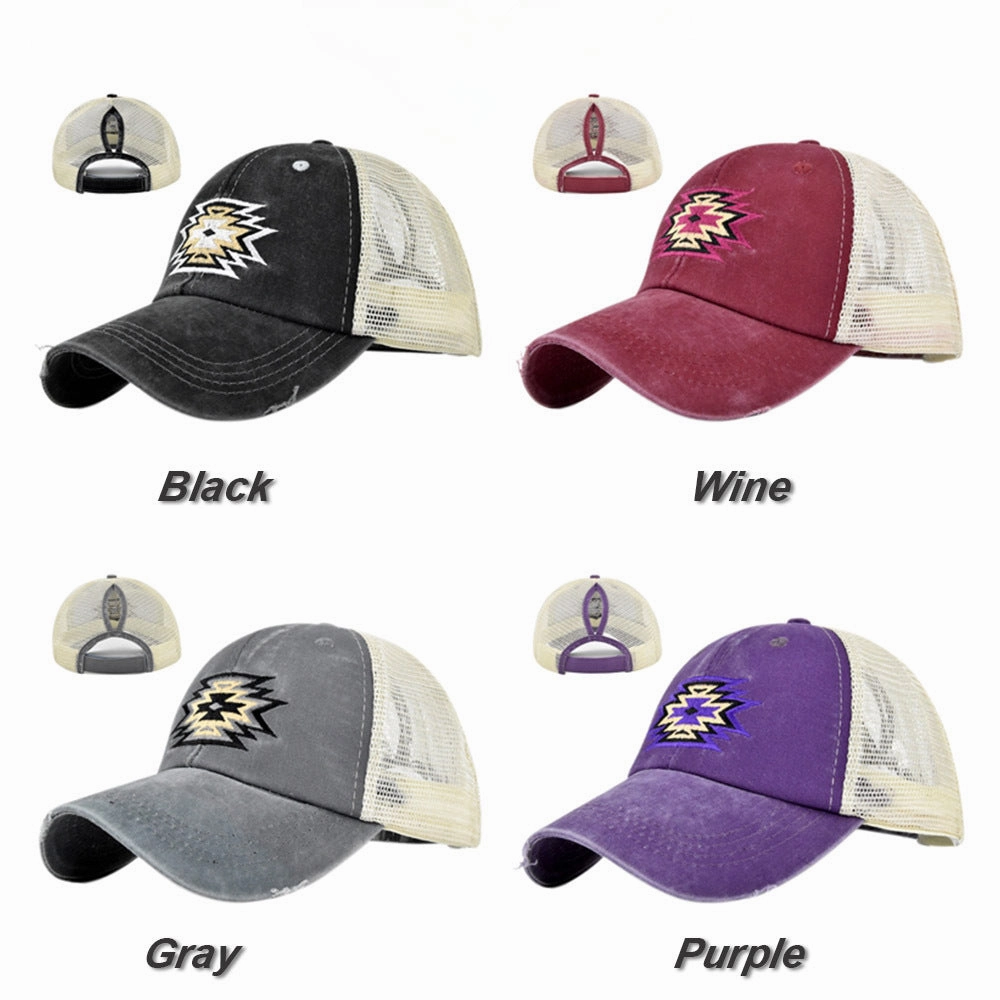 Wholesale Ponytail Hole Embroidered Sun Visor Baseball Cap