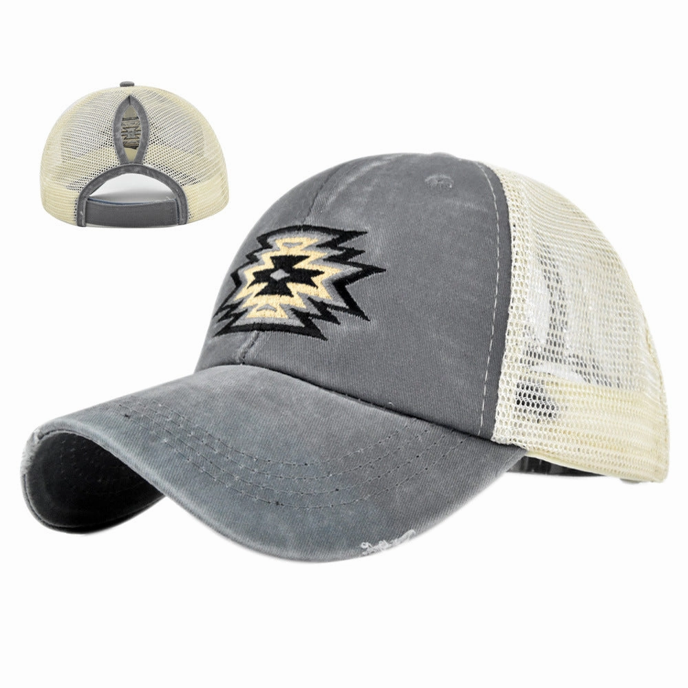 Wholesale Ponytail Hole Embroidered Sun Visor Baseball Cap