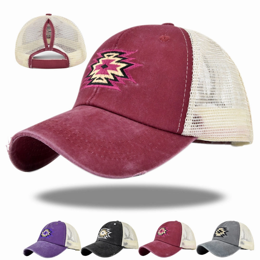 Wholesale Ponytail Hole Embroidered Sun Visor Baseball Cap