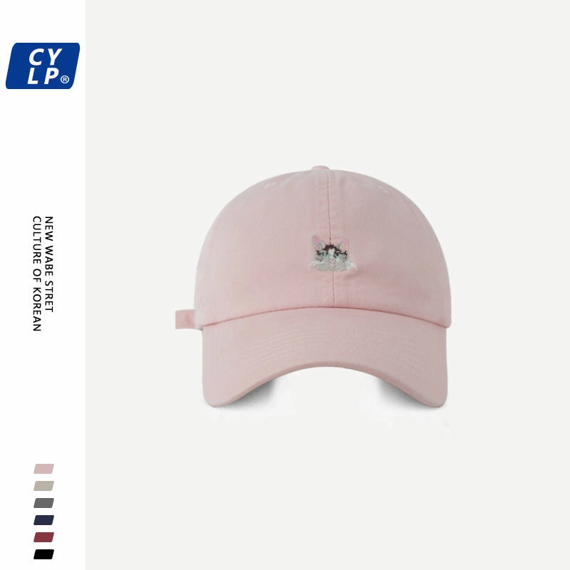Wholesale Preppy style sweet and cute kitten embroidered baseball cap