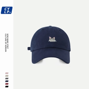 Wholesale Preppy style sweet and cute kitten embroidered baseball cap