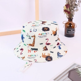 Wholesale Printed Cartoon Animals Kids Cotton Bucket Hat