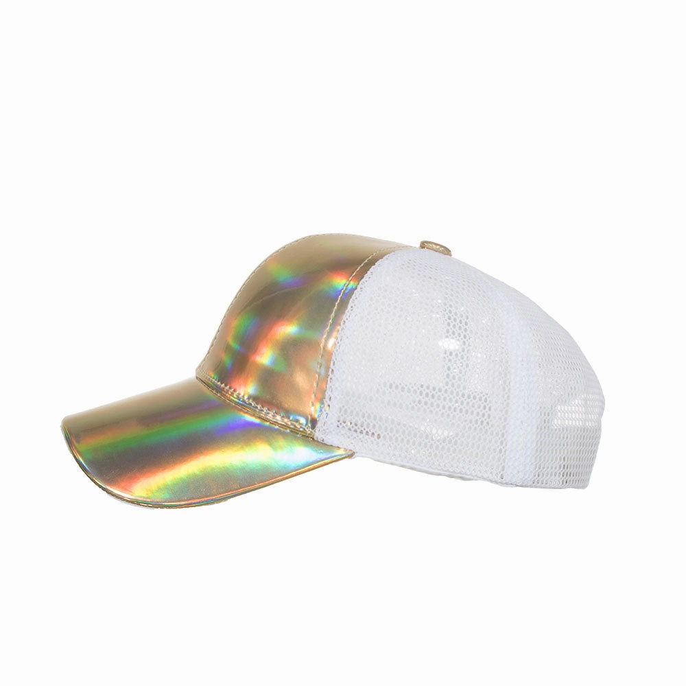 Wholesale PU Laser Panel Mesh Baseball Cap