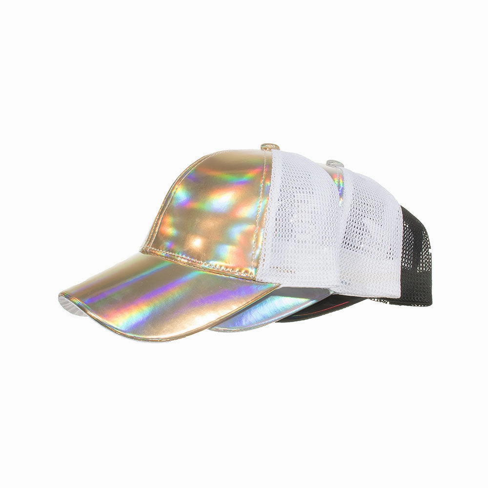 Wholesale PU Laser Panel Mesh Baseball Cap