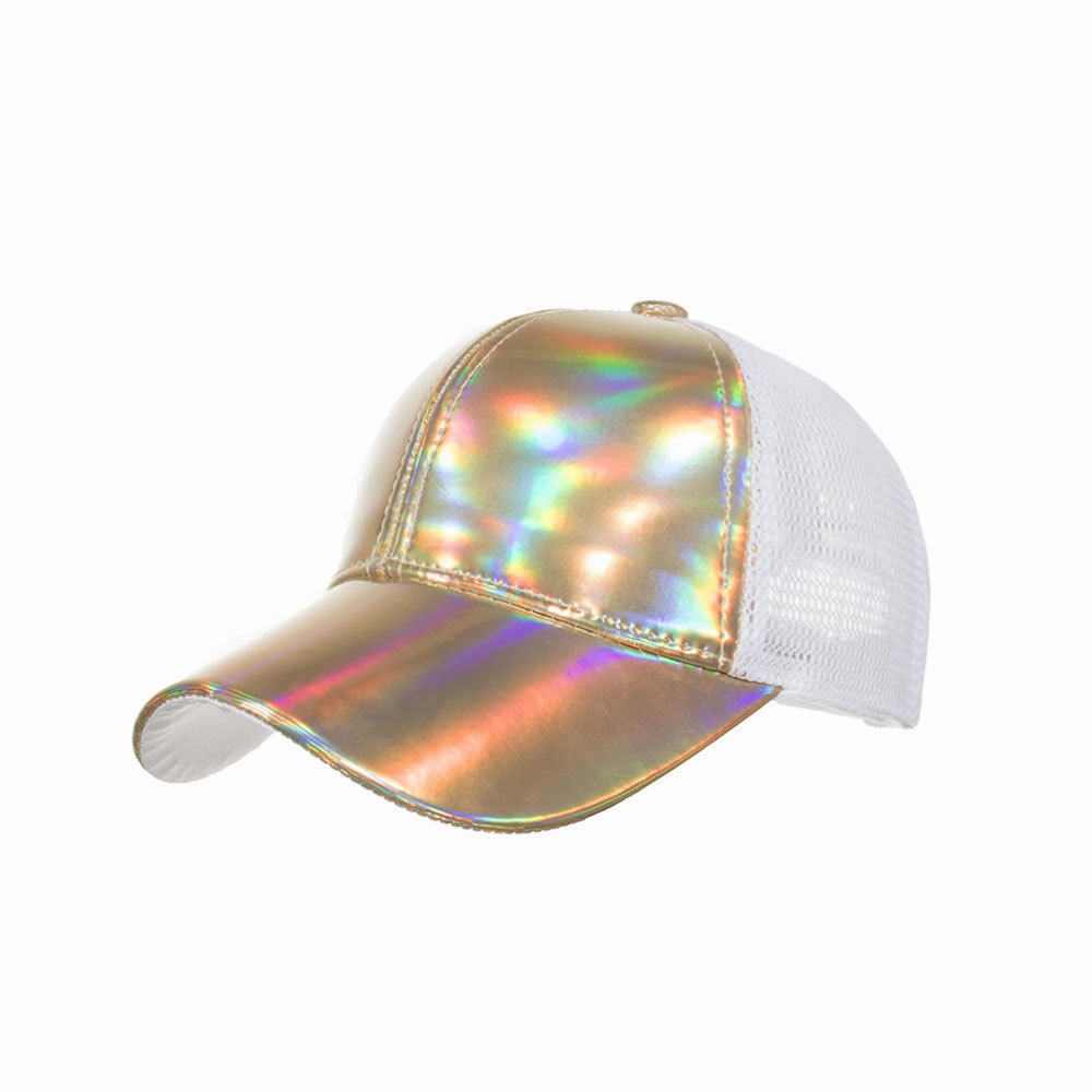 Wholesale PU Laser Panel Mesh Baseball Cap