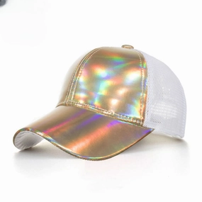 Wholesale PU Laser Panel Mesh Baseball Cap