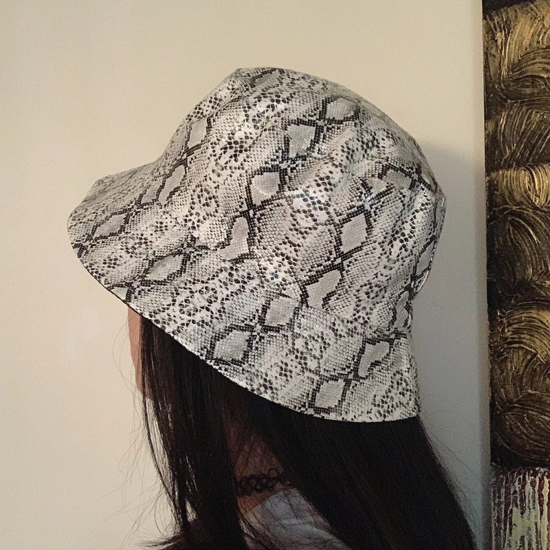 Wholesale PU Snake Pattern Bucket Hat