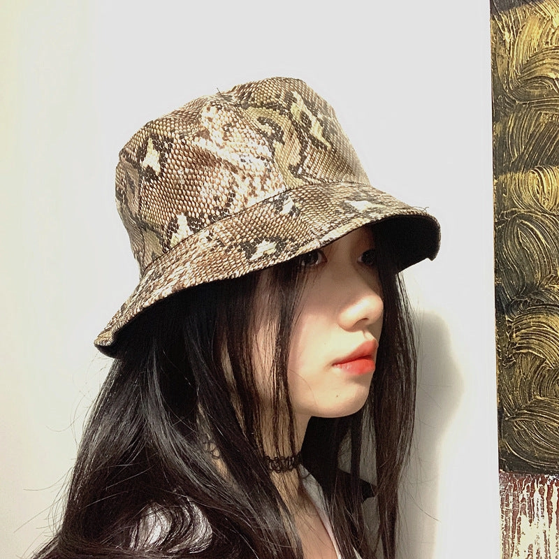 Wholesale PU Snake Pattern Bucket Hat