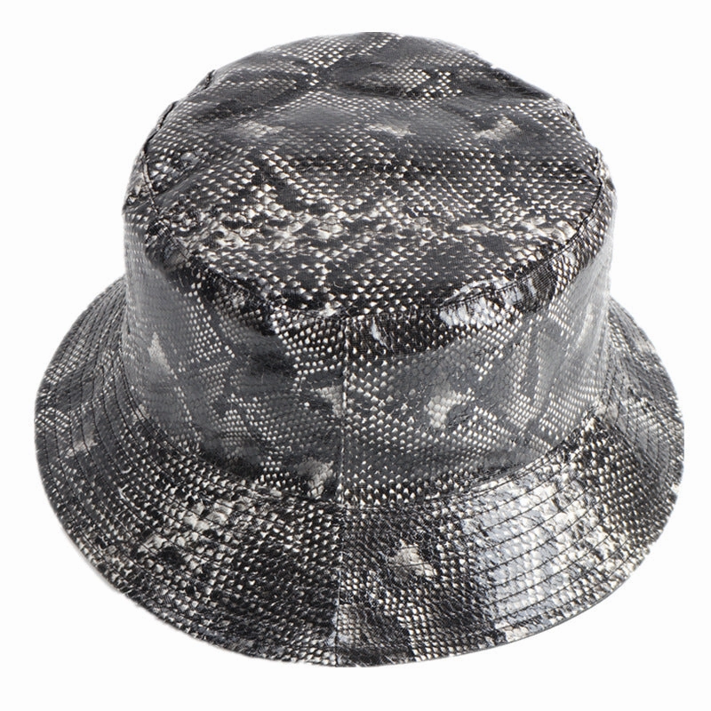 Wholesale PU Snake Pattern Bucket Hat