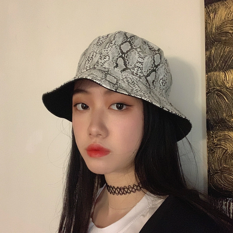 Wholesale PU Snake Pattern Bucket Hat