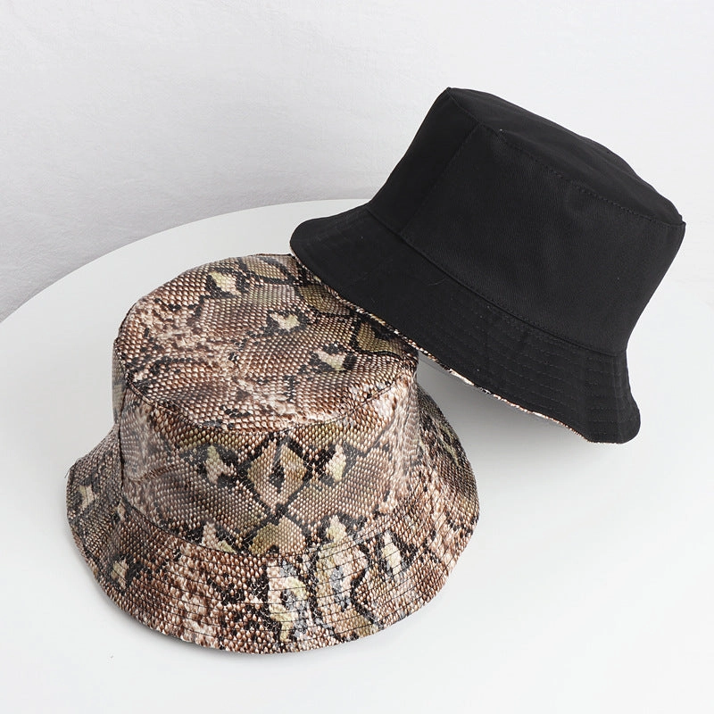 Wholesale PU Snake Pattern Bucket Hat