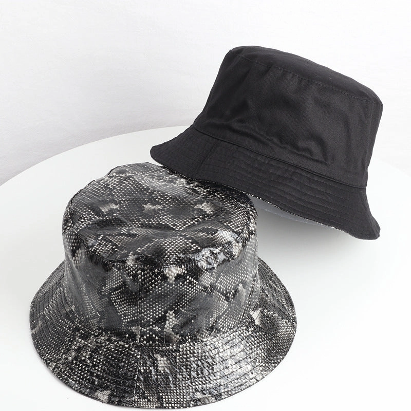 Wholesale PU Snake Pattern Bucket Hat