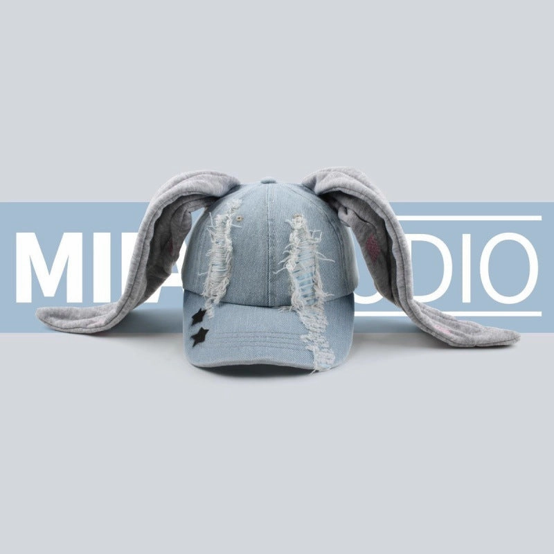Wholesale Rabbit ear cap denim Hong Kong style baseball cap