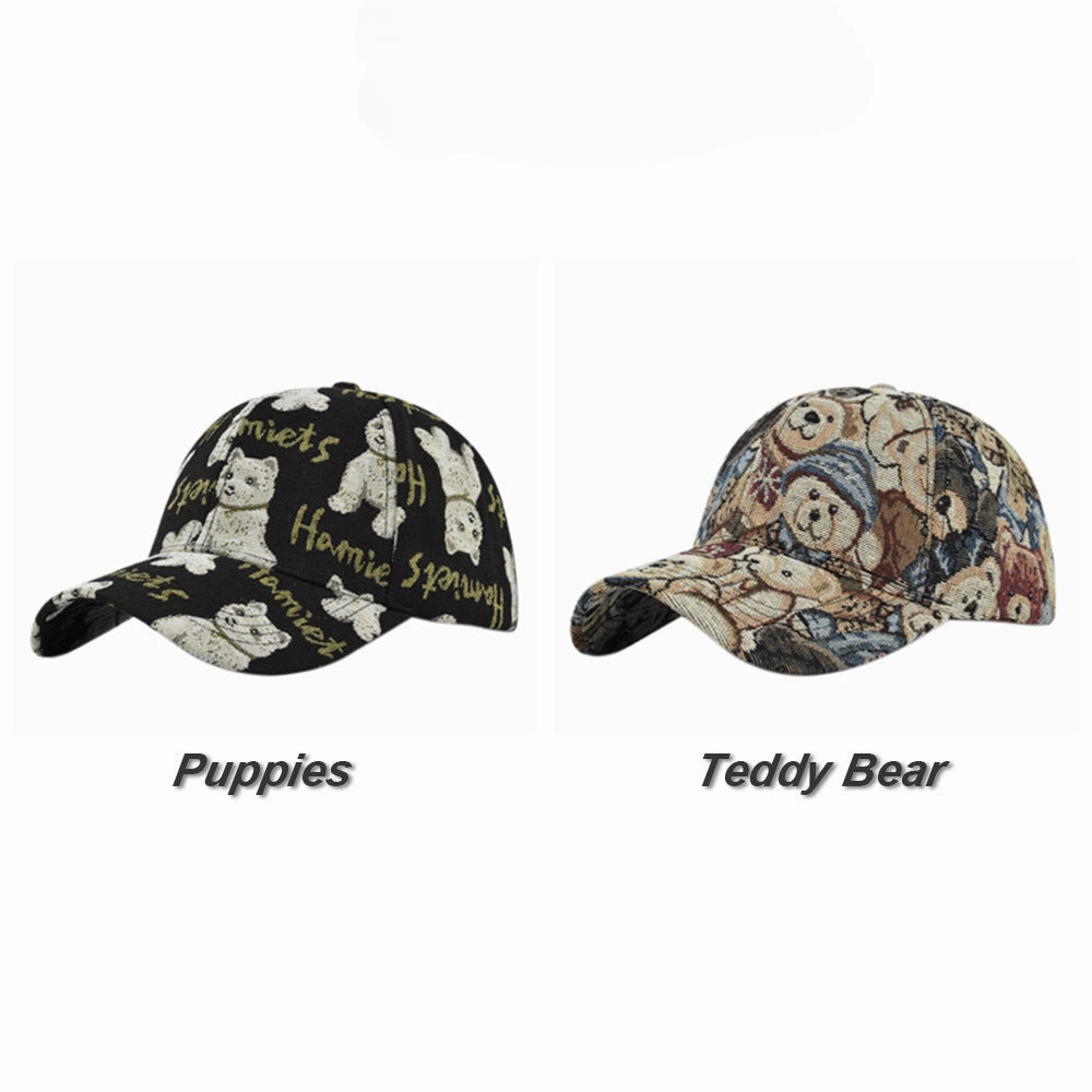 Wholesale Retro Cartoon Bear and Puppy Pattern Baseball Cap