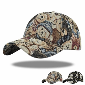 Wholesale Retro Cartoon Bear and Puppy Pattern Baseball Cap