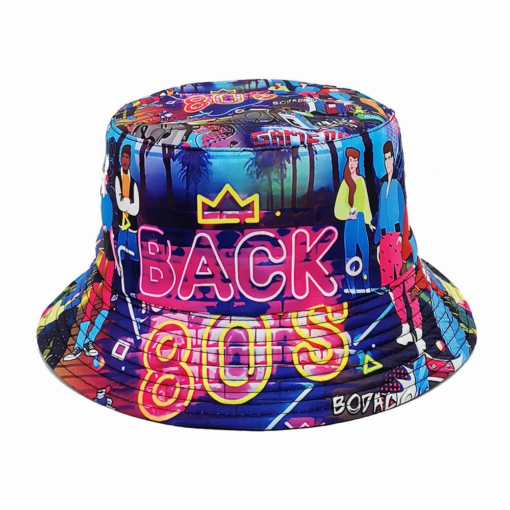 Wholesale Retro Nostalgic Tape Pattern Visor Fisherman Double-sided Hat