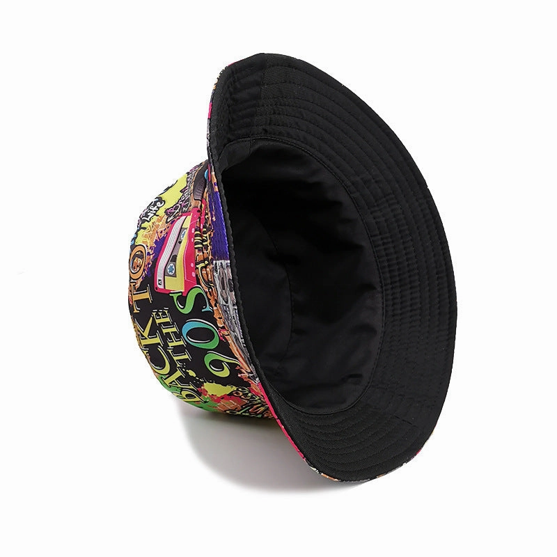 Wholesale Retro Nostalgic Tape Pattern Visor Fisherman Double-sided Hat