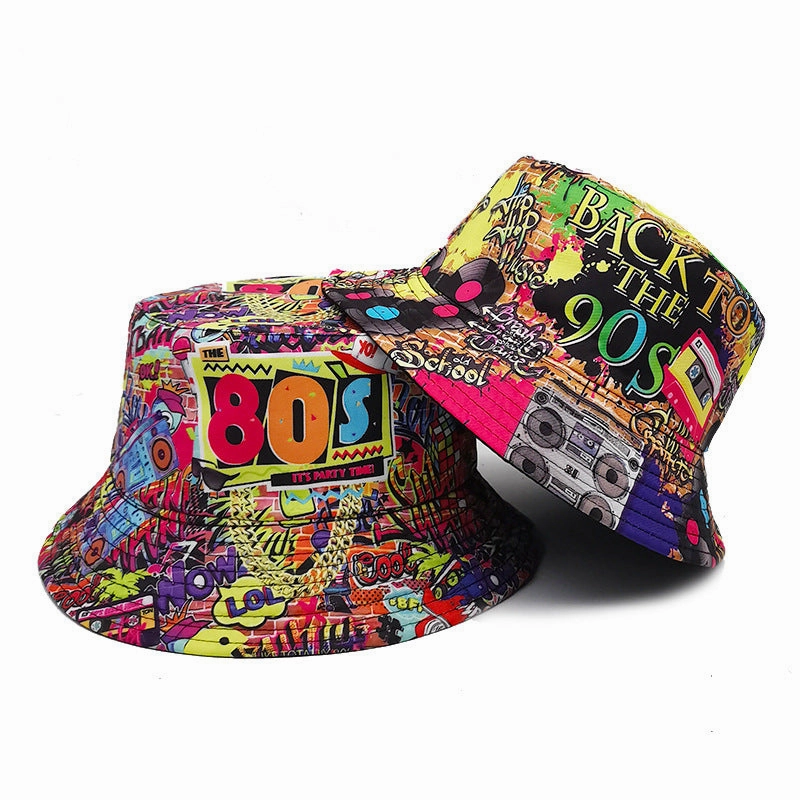 Wholesale Retro Nostalgic Tape Pattern Visor Fisherman Double-sided Hat