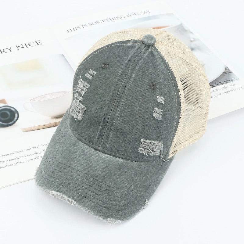 Wholesale Retro Solid Color Light Plate Hole Washed Sunshade Hat