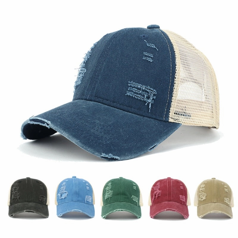 Wholesale Retro Solid Color Light Plate Hole Washed Sunshade Hat