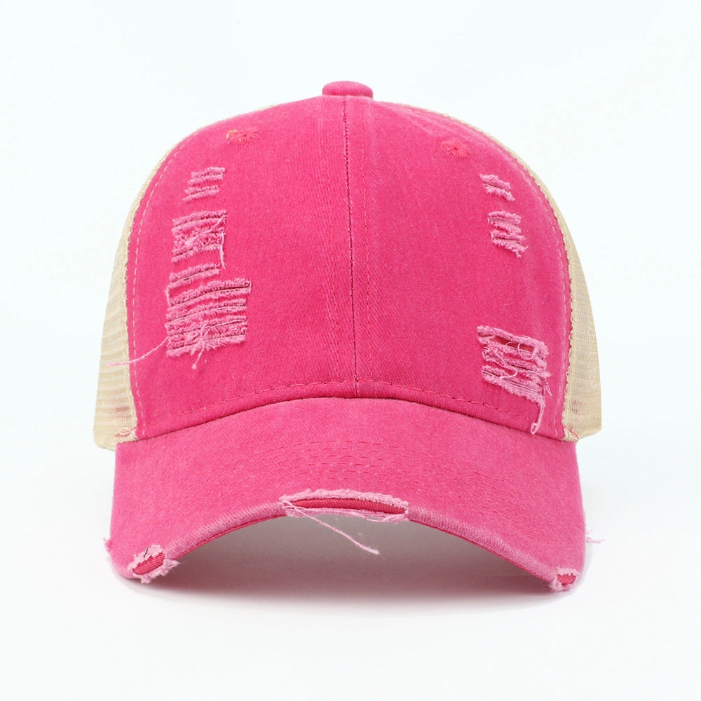 Wholesale Retro Solid Color Light Plate Hole Washed Sunshade Hat