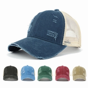 Wholesale Retro Solid Color Light Plate Hole Washed Sunshade Hat