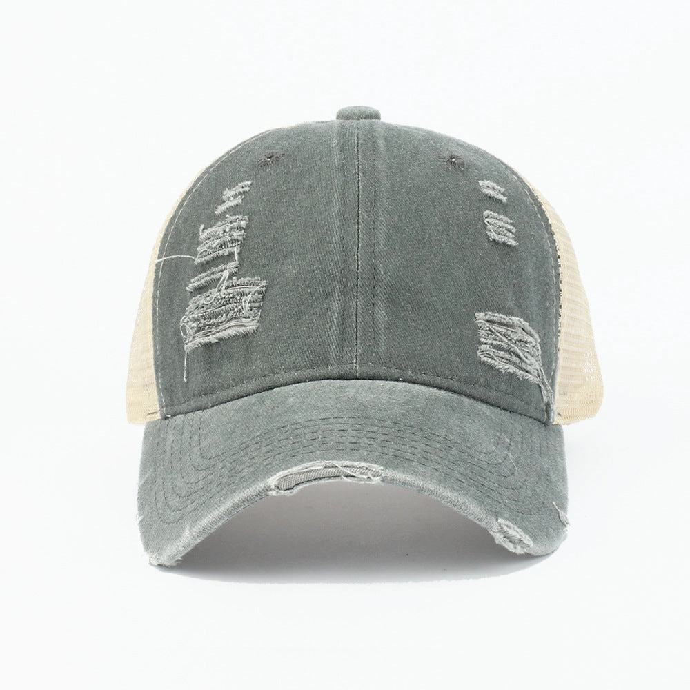 Wholesale Retro Solid Color Light Plate Hole Washed Sunshade Hat