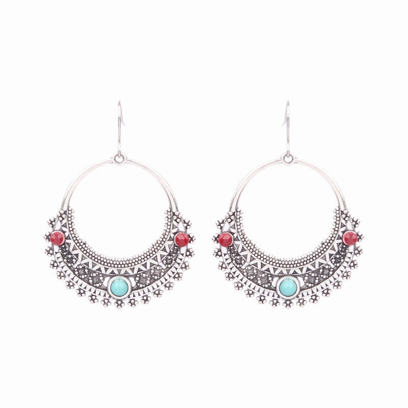 Wholesale Retro Tassel Hollow Alloy Oil Dripping Earrings Set