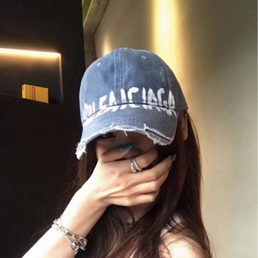 Wholesale  Retro Washed Old Letter Baseball Cap Women's Wide Brim Soft Top Duck Tongue Hat for Men