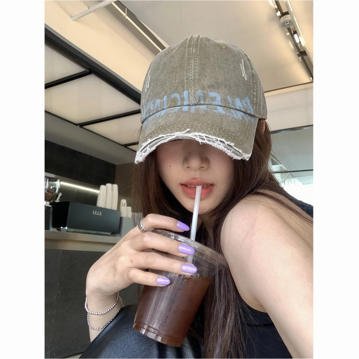 Wholesale  Retro Washed Old Letter Baseball Cap Women's Wide Brim Soft Top Duck Tongue Hat for Men
