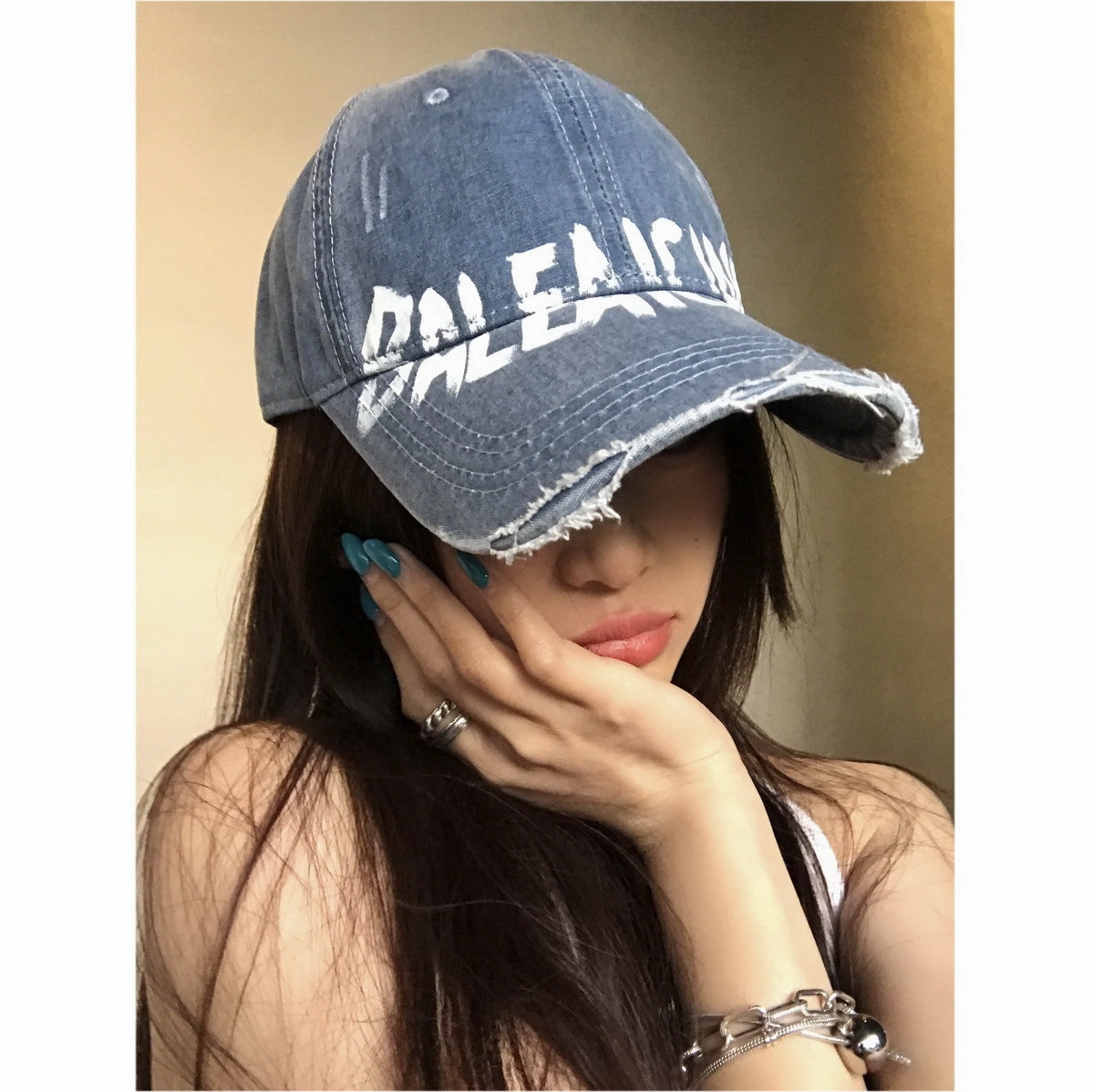 Wholesale  Retro Washed Old Letter Baseball Cap Women's Wide Brim Soft Top Duck Tongue Hat for Men