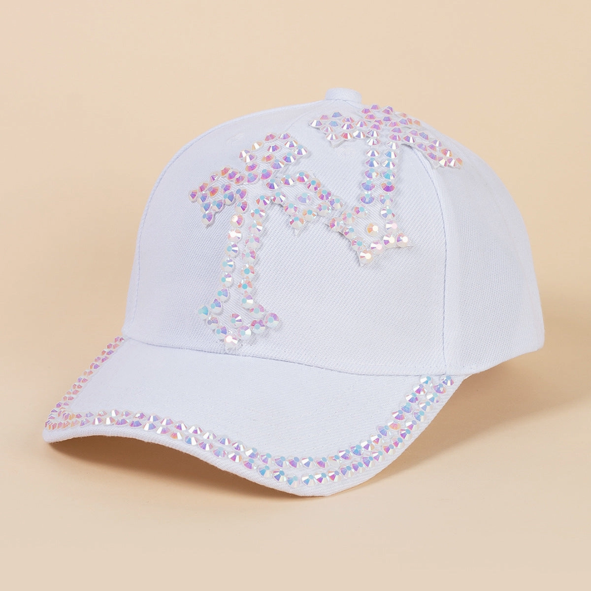Wholesale Rhinestone fashionable and versatile summer handmade diamond sun protection baseball cap for men and women