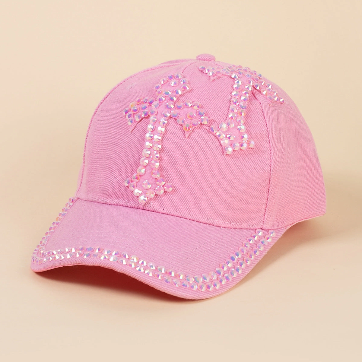 Wholesale Rhinestone fashionable and versatile summer handmade diamond sun protection baseball cap for men and women