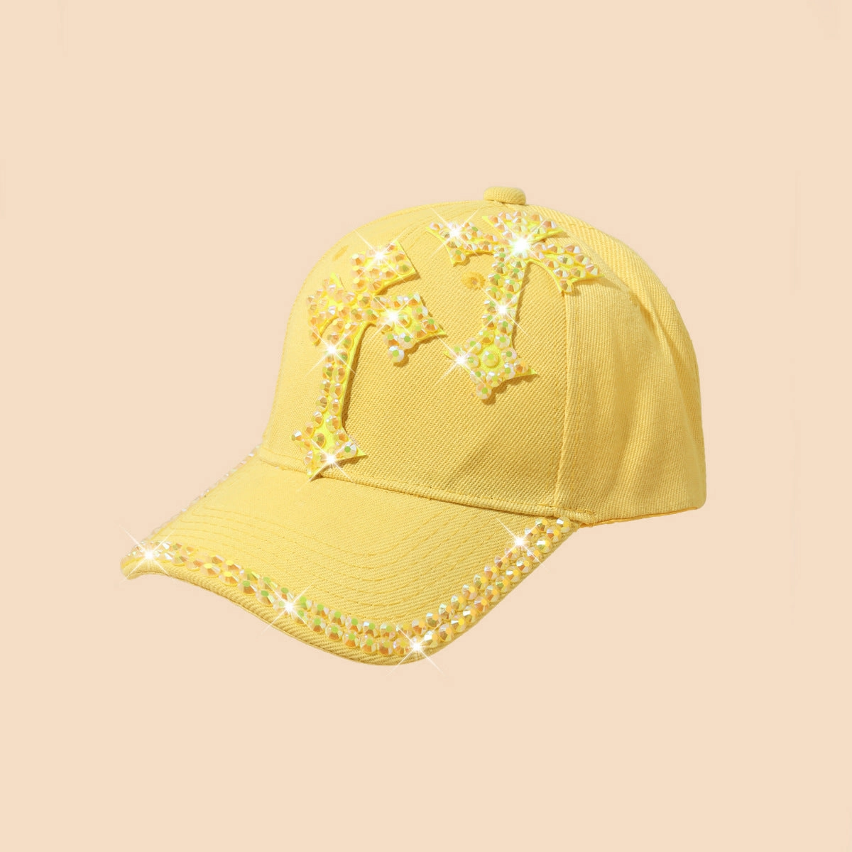 Wholesale Rhinestone fashionable and versatile summer handmade diamond sun protection baseball cap for men and women