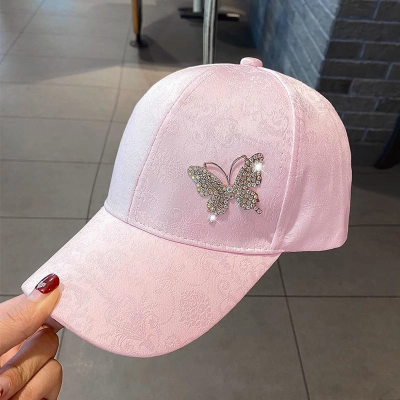 Wholesale Rhinestone lace pattern butterfly fashionable all-match sun protection baseball hat