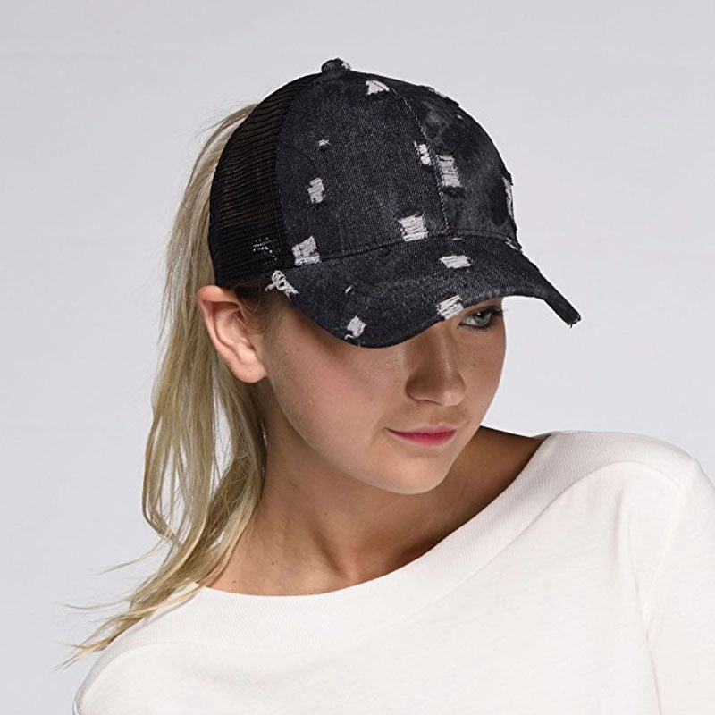 Wholesale Ripped Denim Back Opening Mesh Baseball Cap