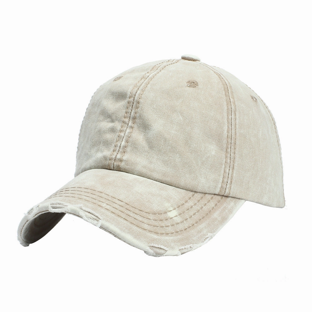 Wholesale Ripped Fashionable Washed Cotton Ripped Denim Simple Light Plate Hat