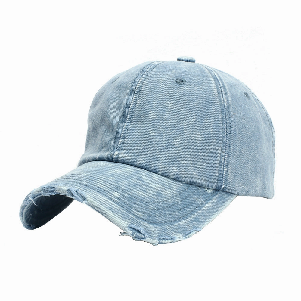 Wholesale Ripped Fashionable Washed Cotton Ripped Denim Simple Light Plate Hat