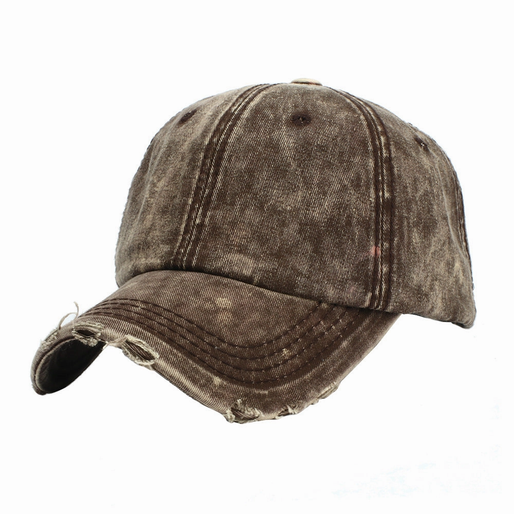 Wholesale Ripped Fashionable Washed Cotton Ripped Denim Simple Light Plate Hat